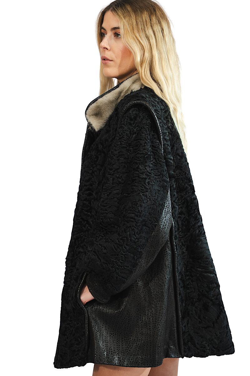 Swakara Mink and Leather Coat | disco.dawn